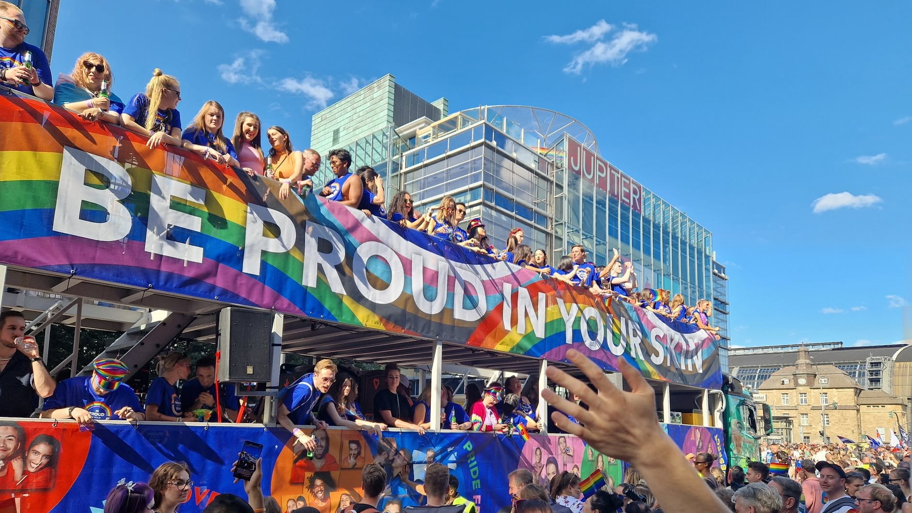 People are having fun on the Pride Parade in Hamburg
