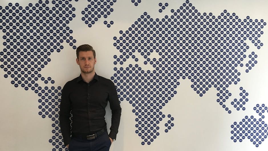 Ákos in his office in Budapest.