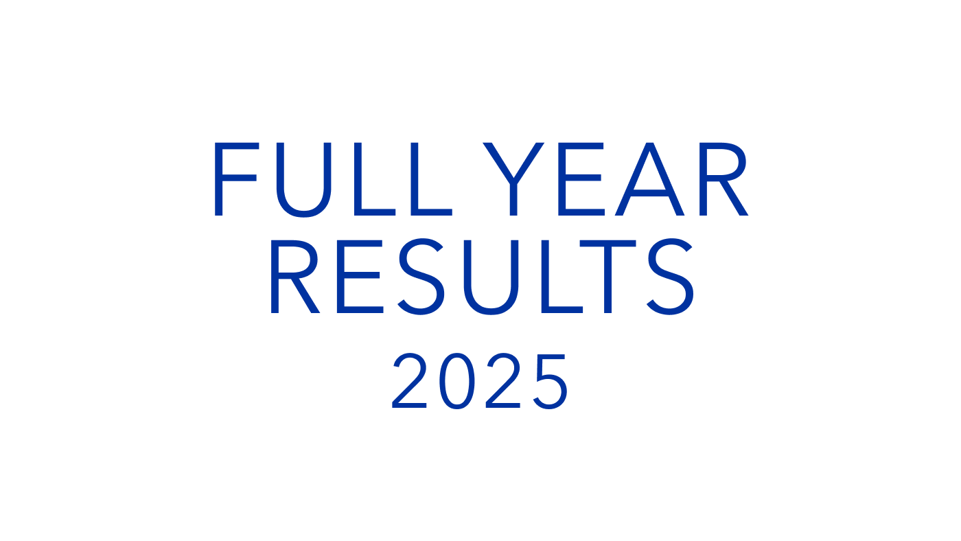 Blue text on white background "Full year results 2025"