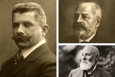 Dr. Oscar Troplowitz, company founder Paul Carl Beiersdorf (above right), Dr. Paul Gerson Unna (below right)