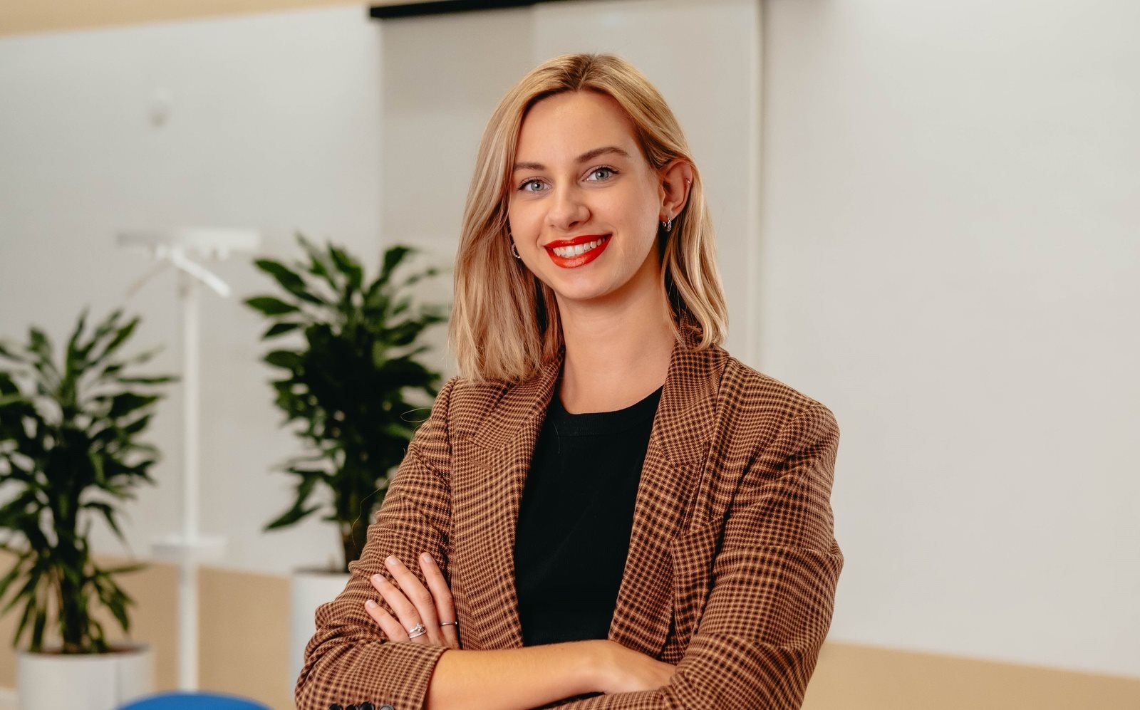 blonde woman smiling