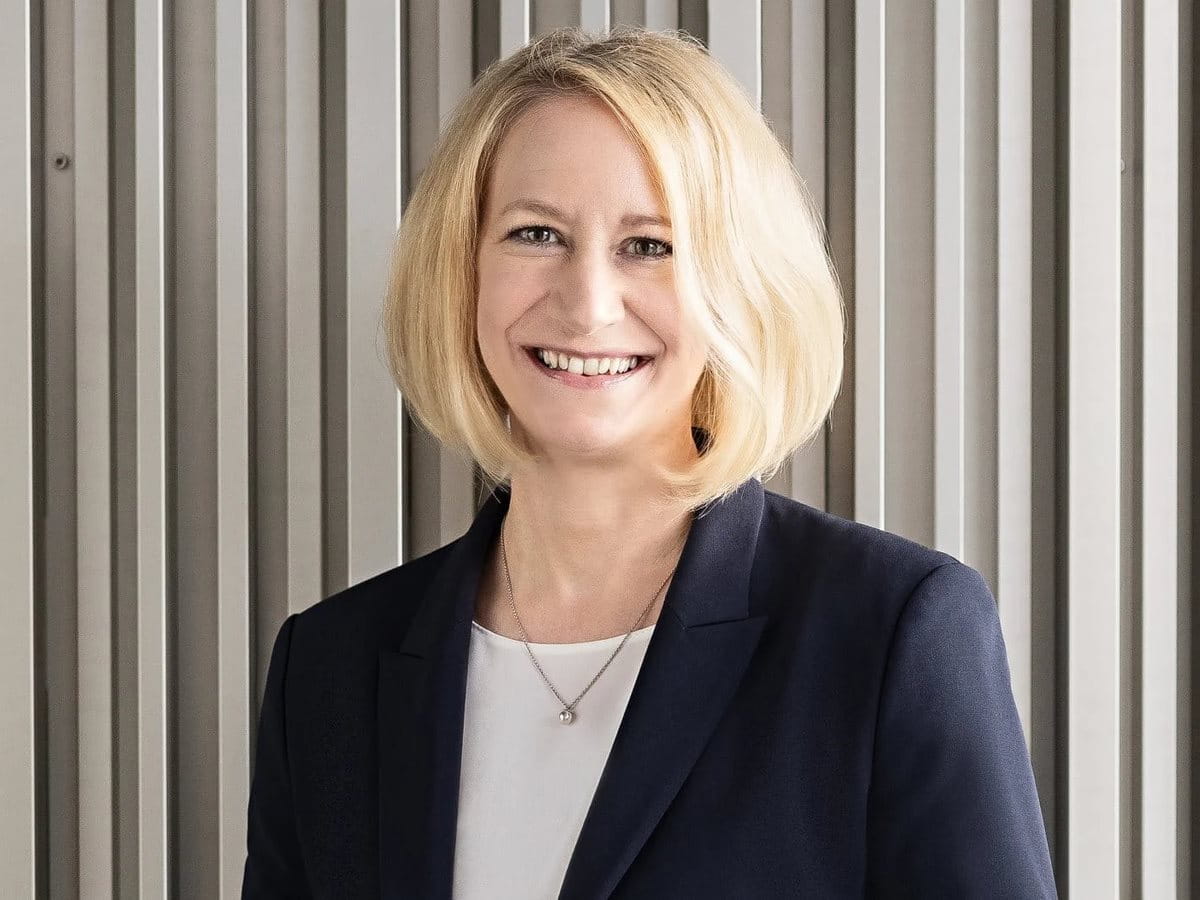 Blonde woman smiling