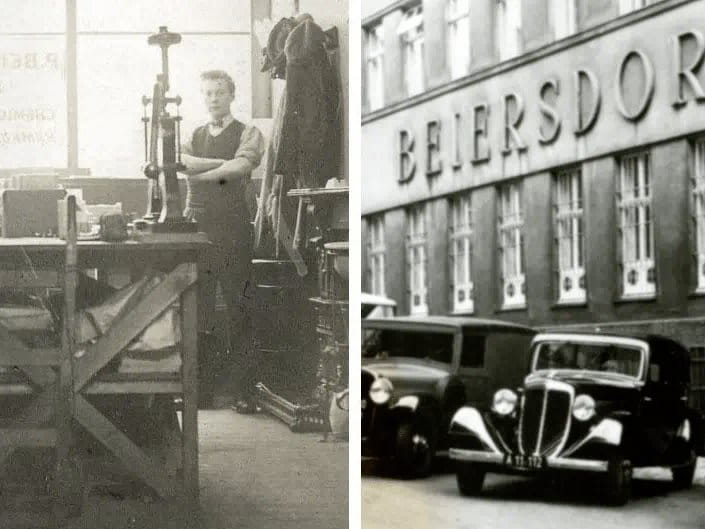 From left to right: Beiersdorf affiliates in Great Britain 1906 and in Austria 1914